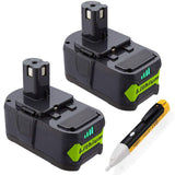 Powerextra 2 Pack 5000mAh Ryobi 18V Lithium Battery for Ryobi 18 Volt ONE+ P102 P103 P104 P105 P107 P109 P122 Cordless Power Tools (2 Pack)