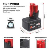 2 Pack Waitley M12 12V 9Ah Replacement Battery For Milwaukee M12 Compatible With 48-11-2411 48-11-2440 48-11-2402