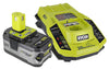 Ryobi P108 One+ 18V 4.0AH Lithium Ion Battery and P117 One+ Dual Chemistry Lithium Ion and NiCad Battery Charger (2 Piece Combo Set)(Bulk Packaged) (Renewed)