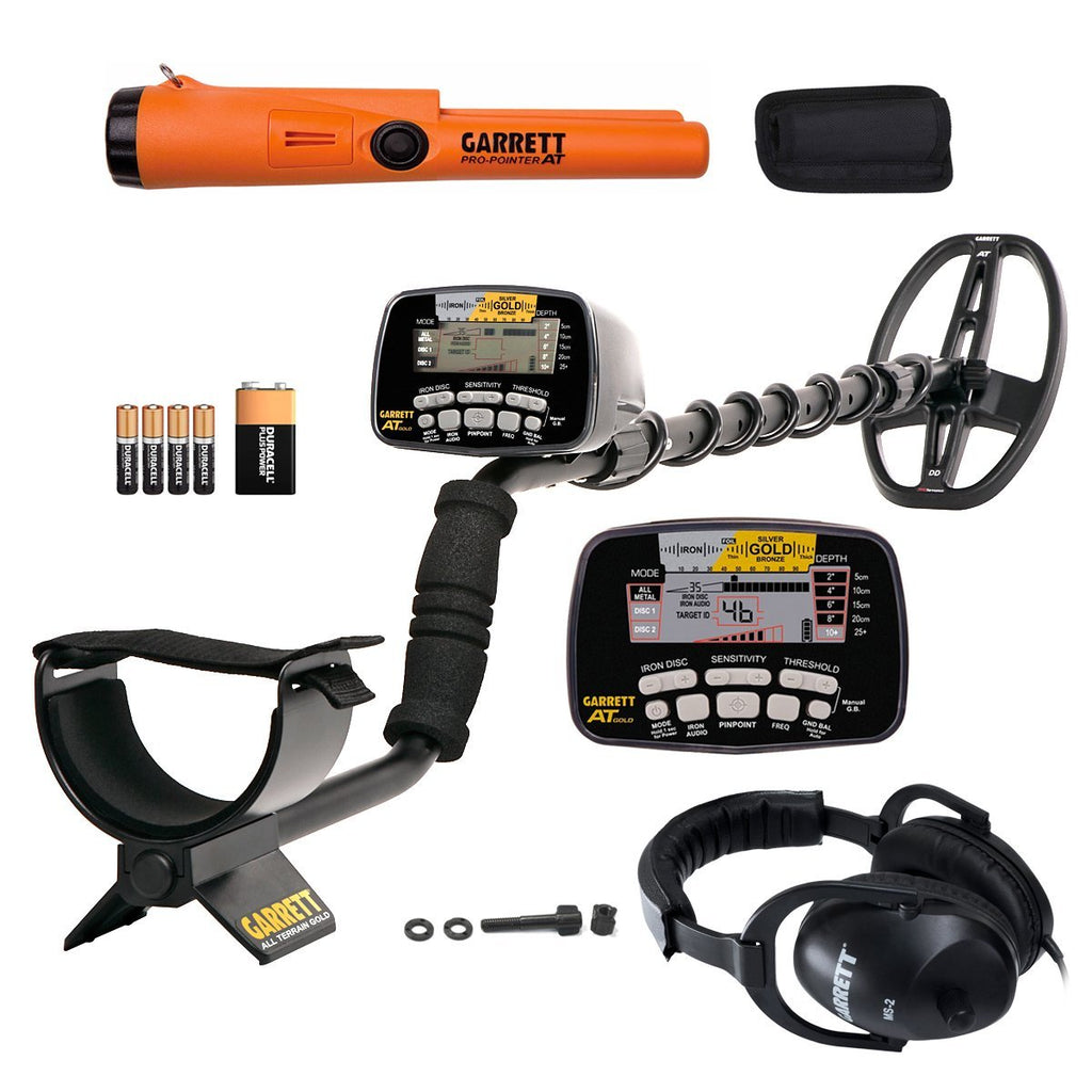 Garrett AT Gold Waterproof Metal Detector with Headphones and ProPointer AT PinPointer