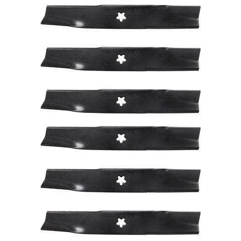 USA Mower Blades U12025BP (6) High-Lift for Husqvarna 539113425 Dixon 575296401 Length 16-1/4 in. Width 2-1/2 in. Thickness .200 in. Center Hole 5 Point Star 48 in. Deck