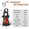 US PIEDLE Electric Pressure Washer 1900 PSI 1.5GPM 13-AMP Power Washer W/ 3 Various Nozzles Soap Dispenser and Wash Brush, Black and Orange