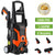 US PIEDLE Electric Pressure Washer 1900 PSI 1.5GPM 13-AMP Power Washer W/ 3 Various Nozzles Soap Dispenser and Wash Brush, Black and Orange