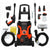 US PIEDLE Electric Pressure Washer 1900 PSI 1.5GPM 13-AMP Power Washer W/ 3 Various Nozzles Soap Dispenser and Wash Brush, Black and Orange